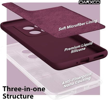 oakxco for Motorola Moto Edge 2025 Phone Case Liquid Silicone, Thin Slim Soft Rubber Gel TPU Plain Protective Simple Cover for Women Girl Cute, Matte Solid Color Aesthetic, Burgundy Wine