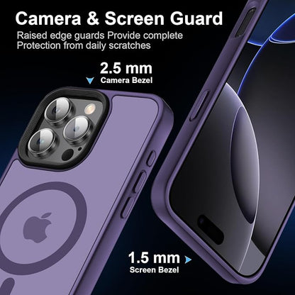 Strong Magnetic for iPhone 16 Pro Max case [10Ft Military-Grade Protection] Compatible with fit MagSafe Shockproof Slim Thin Cover case for iPhone 16 Pro Max 6.9 inch, Purple
