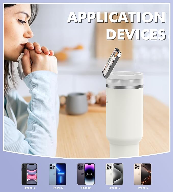 Phone Holder with Magnetic for Stanley Quencher H2.0 FlowState 40 OZ Tumbler Lids for Stanley Cup Accessory for Gym Office Home Car