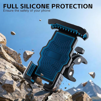 GaRhomxy Bike Phone Holder, Quick Release Motorcycle Phone Mount for Handlebar, Fits iPhone 17/16/15/14/13 Pro Max, Samsung S20 and All 4.7-7” Cell Phones, Universal Dirt Scooter Accessories, Black