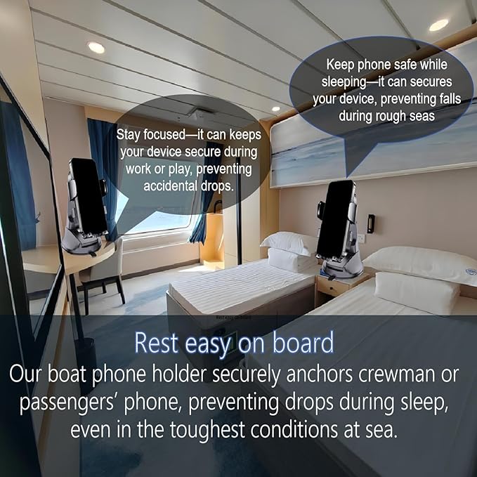Boat Phone Mount, Suction Cup Boat Cell Phone Holder Marine Heavy Duty Dash Universal Desk Waterproof Boating Phone Holder for Kayak Sailing Marine Marina for iOS Android Smartphone (2PCS)
