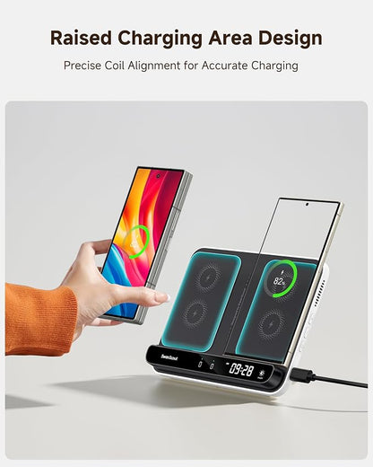 Fast Wireless Charging Station for Google 9 Pro Fold/Pixel Fold/8 Pro/8a/7 & Samsung Galaxy Z Fold 6/5/4/3, Foldable Phone Charger Stand, 504F