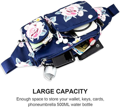 CXWMZY Fanny Packs For Women & Men, Waist Bag Hip Bum Bag Strap Extension Large Capacity Easy Carry Any Phone Passport Wallet for Outdoors Workout Traveling Casual Running Hiking Cycling Dog Walking