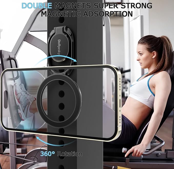 Magnetic Phone Ring Holder for Magsafe Phone Grip, Double-Sided Magnetics Adjustable Gym Finger Ring Grip Kickstand, Removable Phone Grip, for iPhone, iPad and Smartphones(Brown)