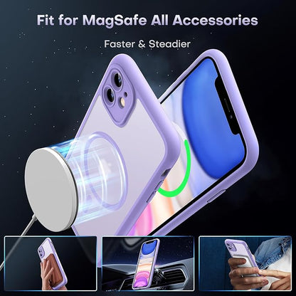 TOCOL for iPhone 11 Case, Compatible with Magsafe, Full Camera Protection, Built-in Magnets, Drop Protection, Translucent Matte Phone Case for iPhone 11 6.1 inch (Light Purple)