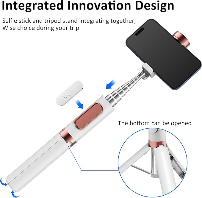 CellphoneTripod with Remote, Aluminum Alloy Selfie Stick Tripod, Best Foldable Mini Extendable Tripod Stand 270° Rotation Compatible with iPhone/Android Travel Essentials
