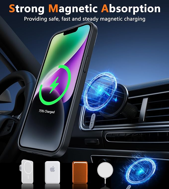 FNTCASE for iPhone 13/14 Phone Case: iPhone 16e Magnetic Translucent Matte Back Cover Metal Button Military Grade Protection Shockproof Shell Full Body Protective Slim Cell Phonecase
