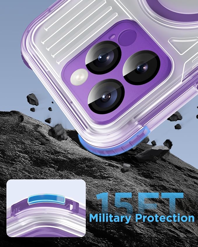for iPhone 16 Pro Max Waterproof Case with Magsafe, Built-in [Camera & Screen Protector] [Lanyard], IP68 Water Proof Full Body Dustproof Heavy Duty Frosted Protective Phone Cover, 6.9" Purple