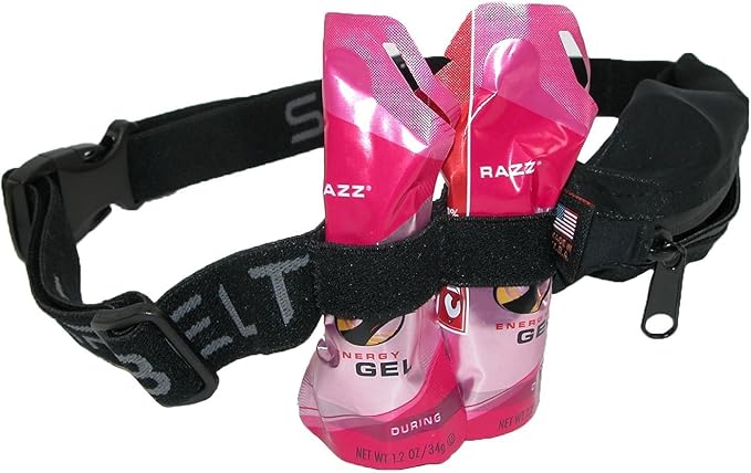 SPIbelt Performance Running Belt for Adults, Expandable Pocket, Energy Gel Loops, Adjustable Waist, No Bounce, Black with Black Zipper (Pack of 2)