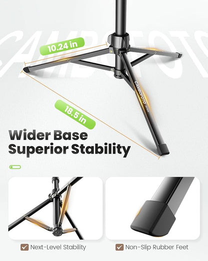 CAMBOFOTO 82" Phone Tripod Stand with Gooseneck, Remote and Phone Holder, Selfie Stick & Overhead Tripod for Recording/Cooking/Fitness/Vlog, Compatible with iPhone Android Samsung, Camera
