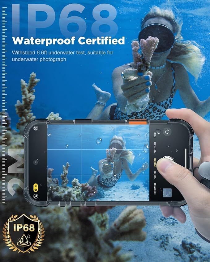 for iPhone 17 Pro Waterproof Case with Magsafe, Built-in [Camera & Screen Protector] [Lanyard], IP68 Water Proof Full Body Dustproof Heavy Duty Frosted Protective Phone Cover, 6.3" Black