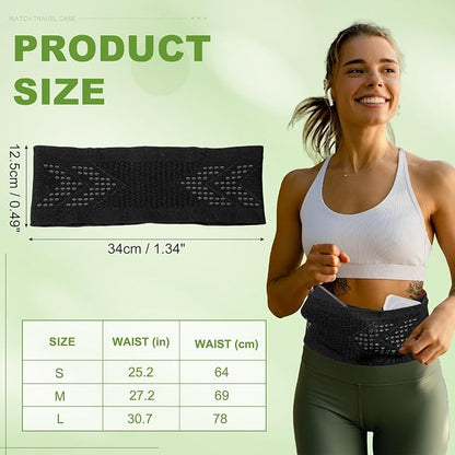 Slim Running Belt, Running Fanny Pack Phone Holder for Women Men Waist Bag Moisture Wicking Storage Belts Bag- Fitting for (Storage Phone-Travel- Sports- Hiking) Black & M
