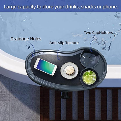 Heayzoki Hot Tub Tray Table with Adjustable Drink Holders, Spa Cup Holder, Durable Portable Accessory