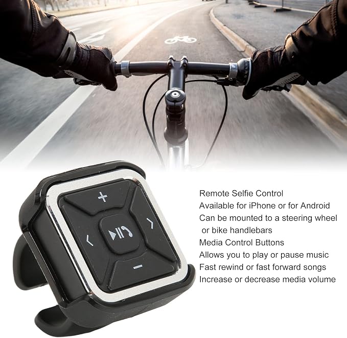 Bluetooth Audio Adapter, Bike Motorcycle Car Bluetooth Remote Controller Steering Wheel Media, IPX4 Waterproof, for OS X, for Android