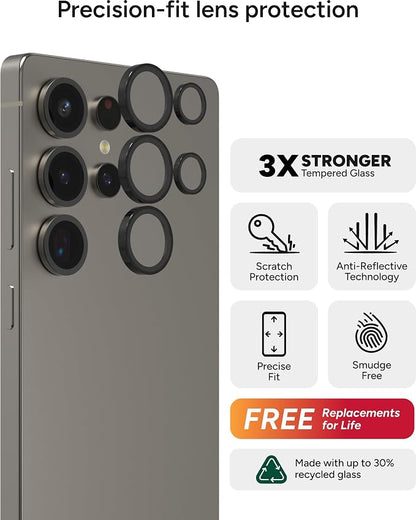 ZAGG Glass Elite Anti-Reflective Samsung Galaxy S25 Ultra Camera Lens Protector – Anti-Glare Technology, Maximum Impact & Scratch Resistance, Smudge-Free Surface, Recycled Materials