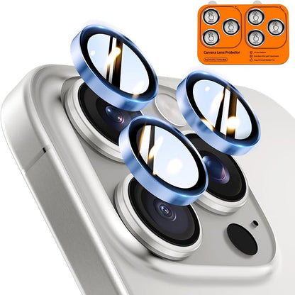 TOCOL for iPhone 15 Pro Max Camera Lens Protector/iPhone 15 Pro Camera Lens Protector Tempered Glass HD Individual Scratch Resistant Cover Accessories Case Friendly 2 Pack（Light Blue）