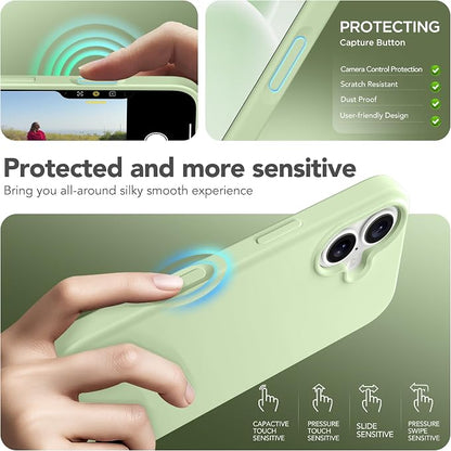 GONEZ Magnetic for iPhone 17 Case, Compatible with MagSafe, [Screen Protector + Camera Lens Protector], Liquid Silicone Anti-Scratch Shockproof Protective Phone Case 6.3 inch, Green