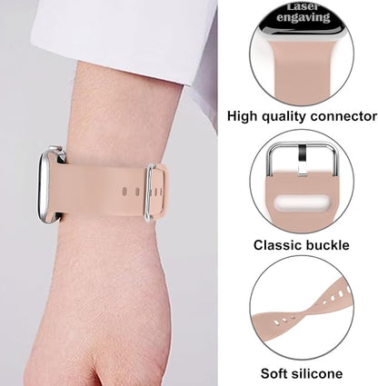 God is Greater Than the Highs and Lows Watch Band Compatible with Apple Watch Laser Engraved iWatch Band Silicone 38mm - 49mm Strap Jesus Psalm Christian God Blessed (42/44/45/46/49mm M/L, Pink Sand)