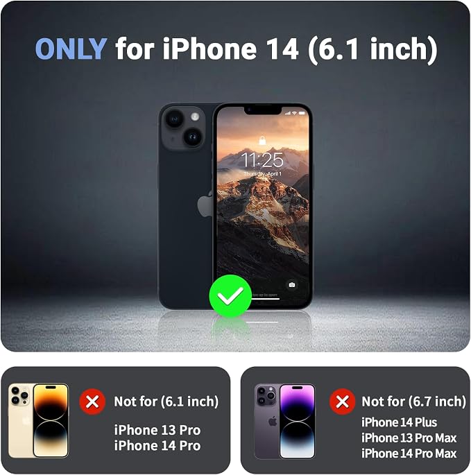 jaroco Magnetic for iPhone 14 Case, [Compatible with MagSafe][Military Grade Drop Protection][Heavy Duty Protection][Non-Slip][Shockproof] 2-Layer Durable Bumper Phone Case 6.1''-Black
