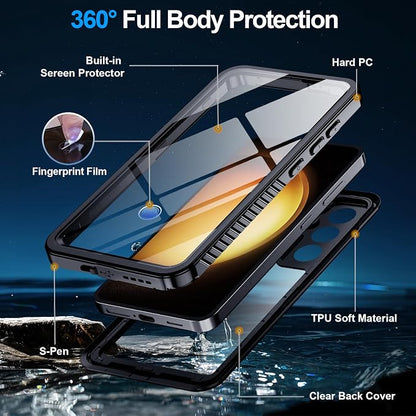 MOZOTER for Samsung Galaxy S23 Case Waterproof,[IPX8 Underwater Case][Full Body Shockproof & Military Dropproof] Clear Sound Quality Built-in Screen Protector for Samsung S23 6.1 inch-Black