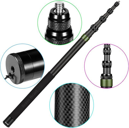 118"/3m, 9.8ft Extended Super Long Invisible Carbon Fiber Selfie Stick for Insta360 X5 X4 X3 ONE X2, R, X, GO 3S 3 2 Action 360 Camera Accessories (17 to 118") (Green)