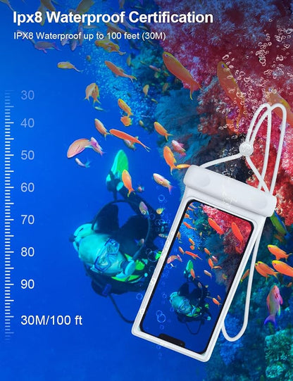 wellhouse 3D Waterproof Phone Pouch with Lanyard,Premium TPU100FT Deep Waterproof Phone Case for iPhone 17 16 15 14 13 12 Pro Max XS Samsung,Snorkeling, Surfing, Kayaking,Skiing,Hot Springs
