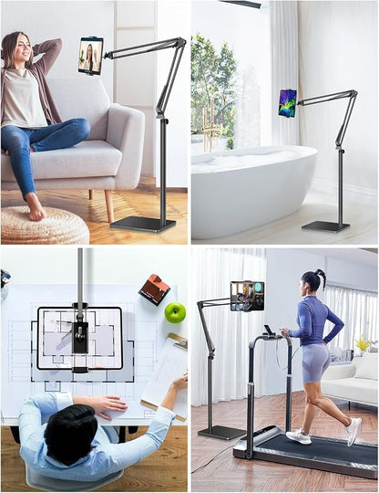 Tablet Floor Stand with 4.2LB Base,Overhead Bed Phone Stand Angle Height Adjustable Tablet Holder Bed,Phone Stand for iPad/iPhoneX/iPad Pro Air Mini, Samsung Tab,E-Readers…