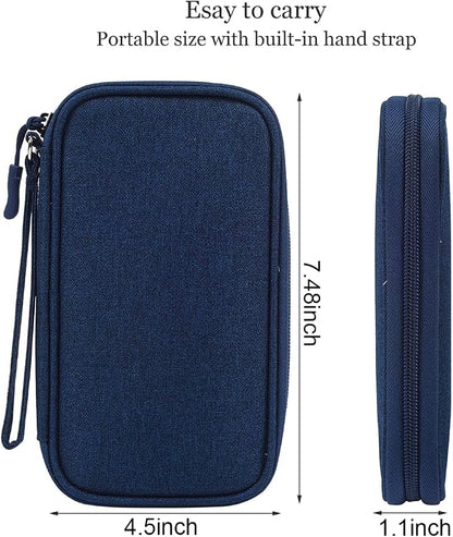 CAAORDKSO Electronic Organizer Travel Cable Accessories Case, Organizer Bag, Accessories Pouch for Cable, USB, Cord, Charger, Phone, Power Bank, Earphone (Navy Blue)