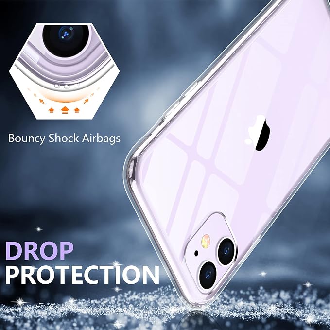 Temdan Designed for iPhone 11 Clear Case - Military-Grade Protection with Magnetic Kickstand - 6.1 inch
