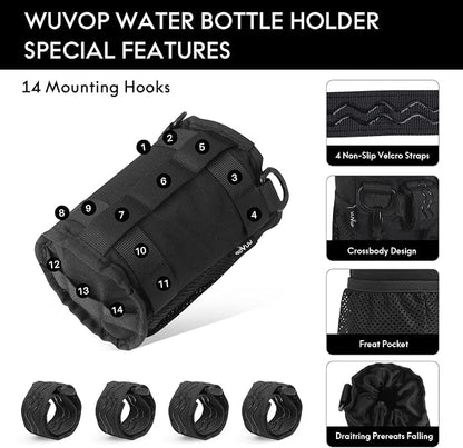 WUVOP Bike Cup Holder, Water Bottle Holder for Bike Handlebar with Mesh Pockets, Universal Cycling Bicycle Water Bottle Drink Cup Cage for Cruiser, Scooter, Mountain Bikes, Road Bikes, Wheelchair