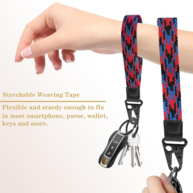 Stretchy Wristlet Keychain, Wrist Lanyard Strap Key Chain Holder to Hold Keys Wallet Phone ID Badge for Men Women