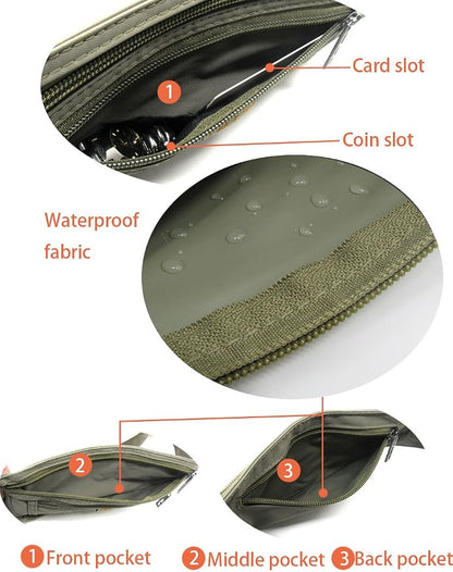 Naoki Outdoor Sports Running Jogging Cycling Hiking Camping Climbing Travel Ultra-thin Waterproof Polyester Waist Pack/Bag Runner Belt(Army Green)