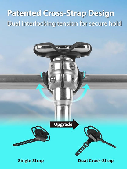 Bone Bike Tie 6 Pro, Bicycle Phone Mount for Stem, Scratch-Free & Shock-Absorbing Silicone MTB Holder with Dual-Strap Protection, Cycling Phone Carrier for iPhone & 4.7"–7.2" Smartphones (Stem)
