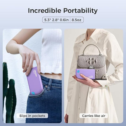 Portable Charger 10000mAh Ultra Slim Power Bank Lightweight Pocket-Sized Design 22.5W Output for iPhone 16/15/14 Samsung Galaxy Android Devices Travel Essentials（Purple）