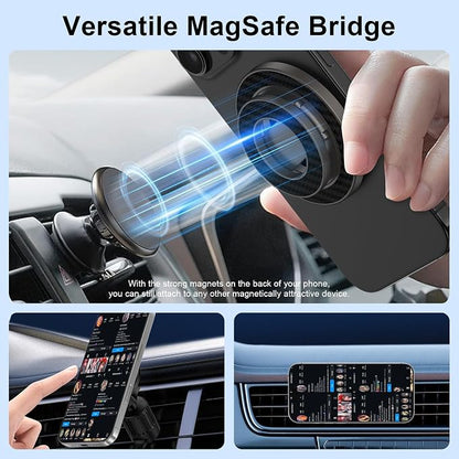 Magnetic Phone Grip Stand for Samsung Galaxy S26/S25 Ultra/S24 FE/Z Fold7/Flip7, MagSafe Ring Holder Gym Finger Magnet Grip Kickstand Dual-Sided Magnetic Car Mount for iPhone 17 Pro Max/16e/16 Pro Max