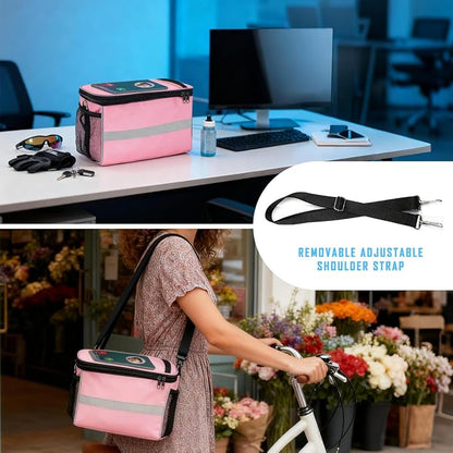 Bike Handlebar Bag - Front Basket with Bike Phone Mount, Bicycle Cooler Pouch Pack for Kids Girls Boys Men Women