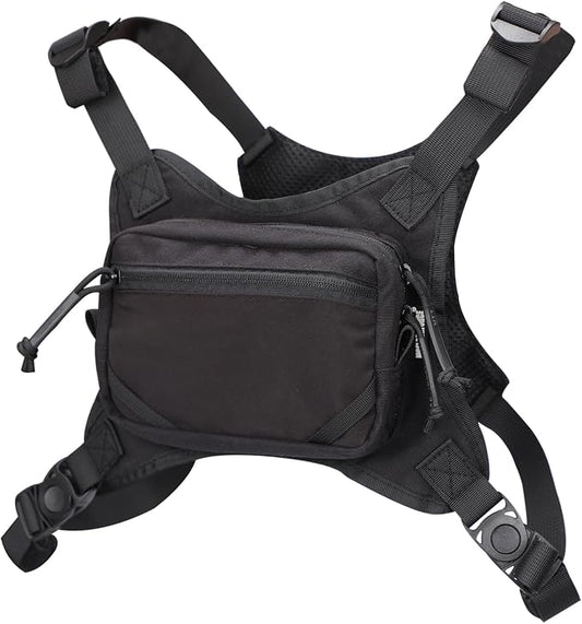 MGFLASHFORCE Chest Bag for Men and Women, Chest Rig Pack Front EDC Pouch Running Vest Phone Holder for Workout, Hiking and Outdoor Sports
