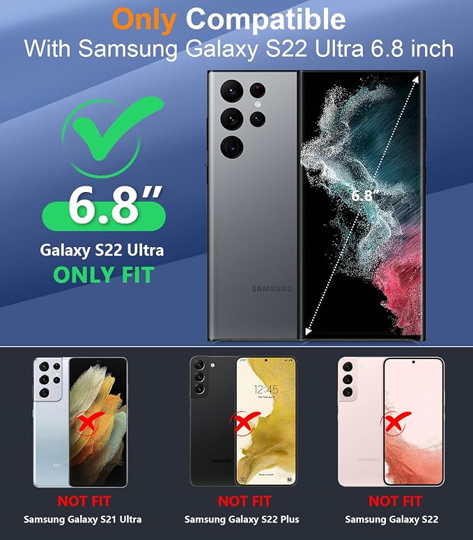 Temdan for Samsung Galaxy S22 Ultra Case,Waterproof Built-in Lens & Screen Protector[Full Body Shockproof][12 FT Military Drop Proof][IP68 Underwater] Case for S22 Ultra 5G 6.8”-Black