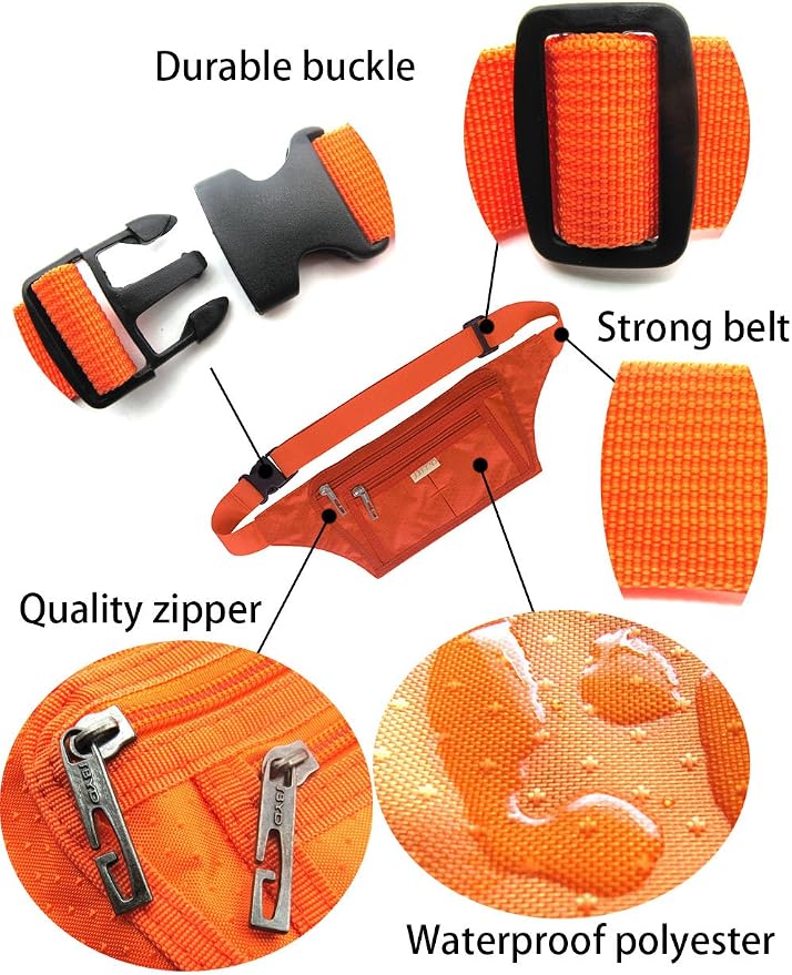 Naoki Outdoor Sports Running Jogging Cycling Hiking Camping Climbing Travel Ultra-thin Waterproof Polyester Waist Pack / Bag Runner Belt(Orange)