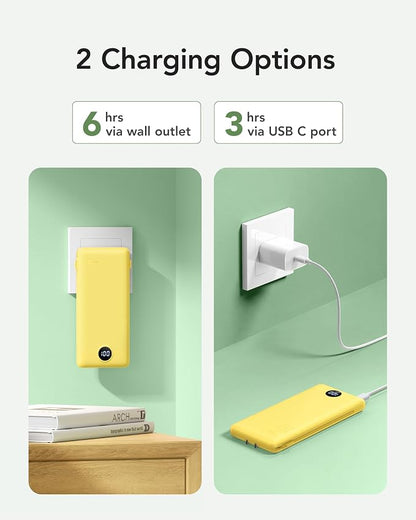 VRURC Portable Charger Power Bank - 10000mAh Fast Charging 22.5W PD 20W Slim Portable Charger Built in Cables Power Bank with Cords,USB C Portable Phone Charger Travel Accessories -Yellow