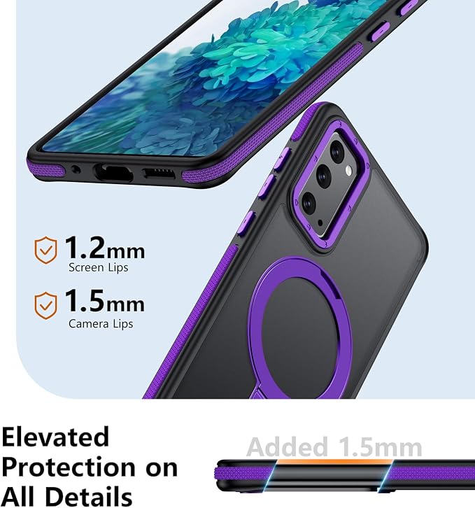 for Samsung Galaxy S20 FE Case, Magnetic Adjustable Ring Stand [Fit for Magsafe], [Military-Grade Shockproof Protection] Phone Case with Kickstand&Ring Holder (Purple)