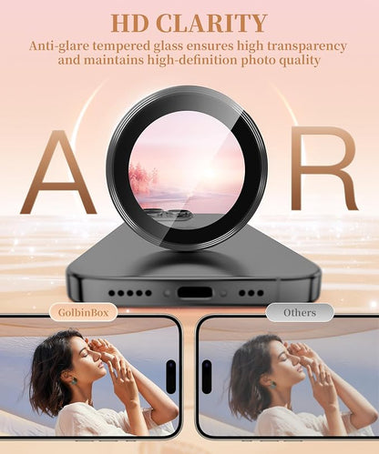GolbinBox Camera Lens Protector for iPhone 17 Pro Max/17 Pro/16 Pro Max/16 Pro, 1:1 Invisible Fit, 9H Tempered Glass Ultra HD Metal Individual Camera Cover, Case Friendly, Black