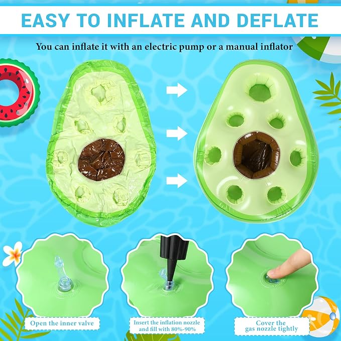 FillTouch Floating Drink Holder for Pool, Floating Cabana Bar, Hot Tub Drink Holder for Adults, Inflatable Pool Accessories(Avocado)