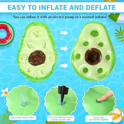 FillTouch Floating Drink Holder for Pool, Floating Cabana Bar, Hot Tub Drink Holder for Adults, Inflatable Pool Accessories(Avocado)