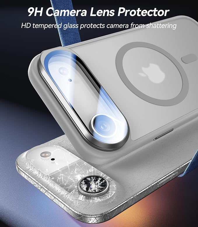 [Upgraded Full Camera Protection] for iPhone Air Case with Camera Cover Stand [Fit for MagSafe][10FT Mil-Grade Protection] Translucent Magnetic Phone Cover for iPhone 17 Air Case, Grey