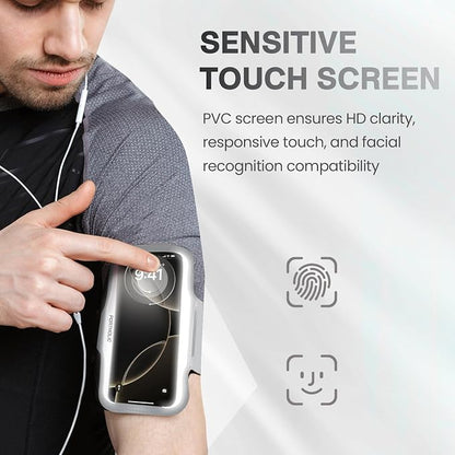 PORTHOLIC 2025 Running Armband Water Resistant Sports Phone Holder Case with Extension Strap, Key Card Slot Up to 6.9" Phone for iPhone 17/16/15/14/13 Plus Air Pro Max XR/XS, Galaxy S25/24/S10