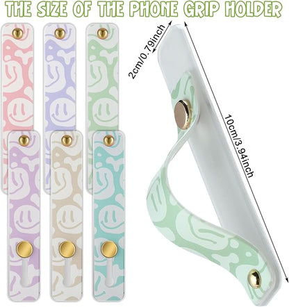 Weewooday 6 Pieces Phone Grip Holder Cell Phone Grip Strap Telescopic Finger Strap Stand Universal Finger Kickstand for Most Smartphones(Cute)