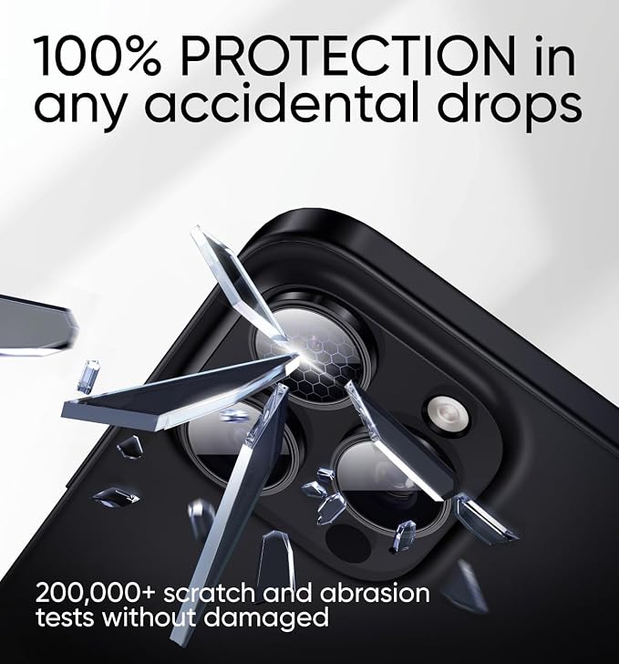 MAGIC JOHN for iPhone 16 Pro Max/16 Pro Camera Lens Protector [Alignment Kit&1:1 Invisible Perfect Fit] 9H Aerospace Tempered Glass Anti-Scratch Durable, Individual Cover Ring, Case Friendly, Set of 2,Black