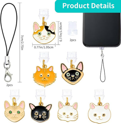 7-10Pcs Dust Plug Charm Type C with Alloy Pendants Cute Cell Phone Charms for Most Type C Phone,Readers Device