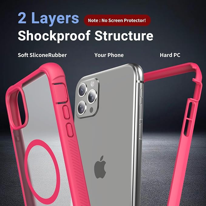 jaroco Magnetic for iPhone 11 Pro Max Case, [Compatible with MagSafe][Military Grade Drop Protection][Heavy Duty Protection][Non-Slip][Shockproof] 2-Layer Durable Bumper Phone Case 6.5''-Rose